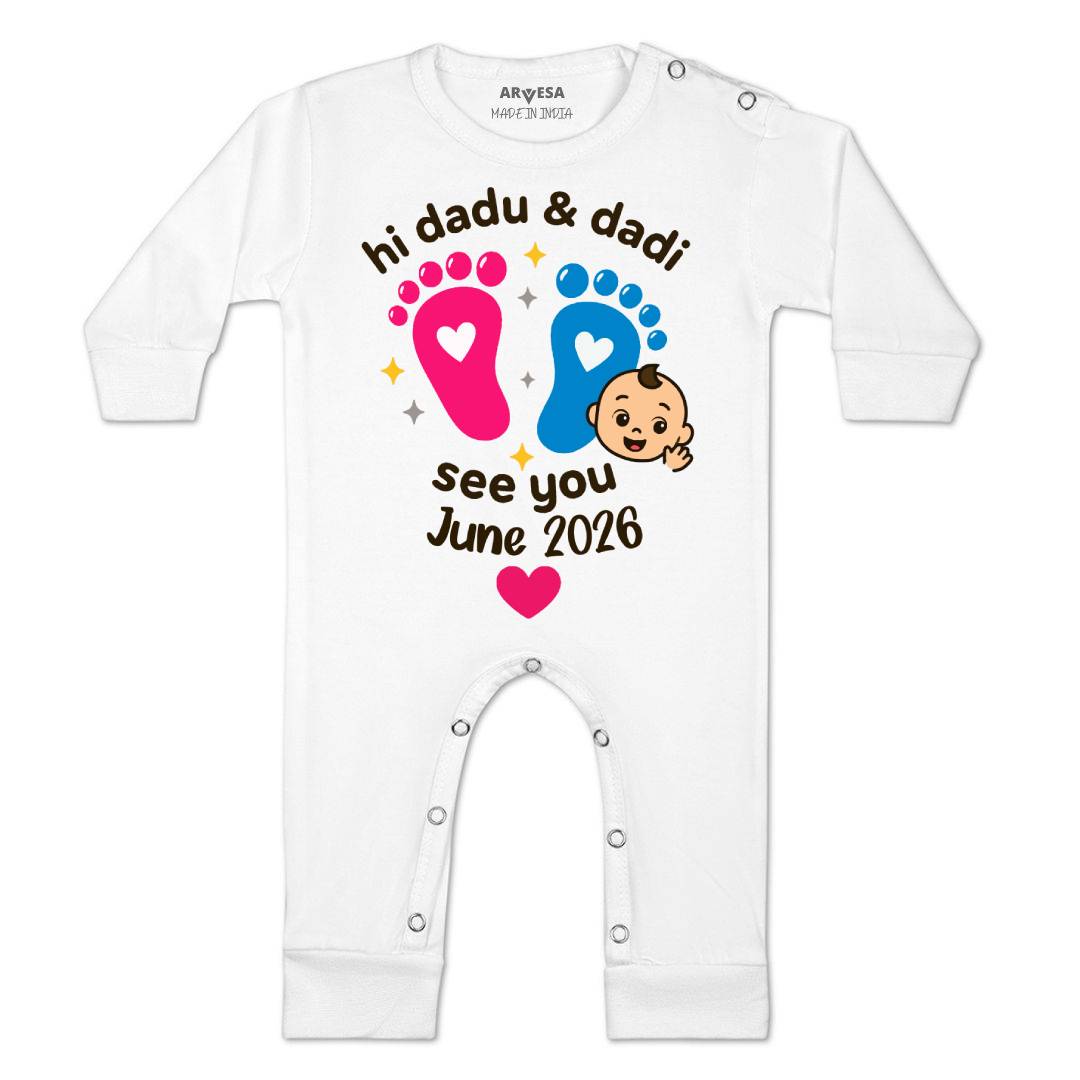 Arvesa Hi Dadu & Dadi See You Soon Baby Boy & Girl Dress