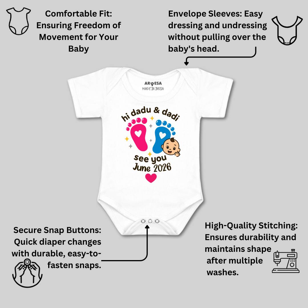 Arvesa Hi Dadu & Dadi See You Soon Baby Boy & Girl Dress