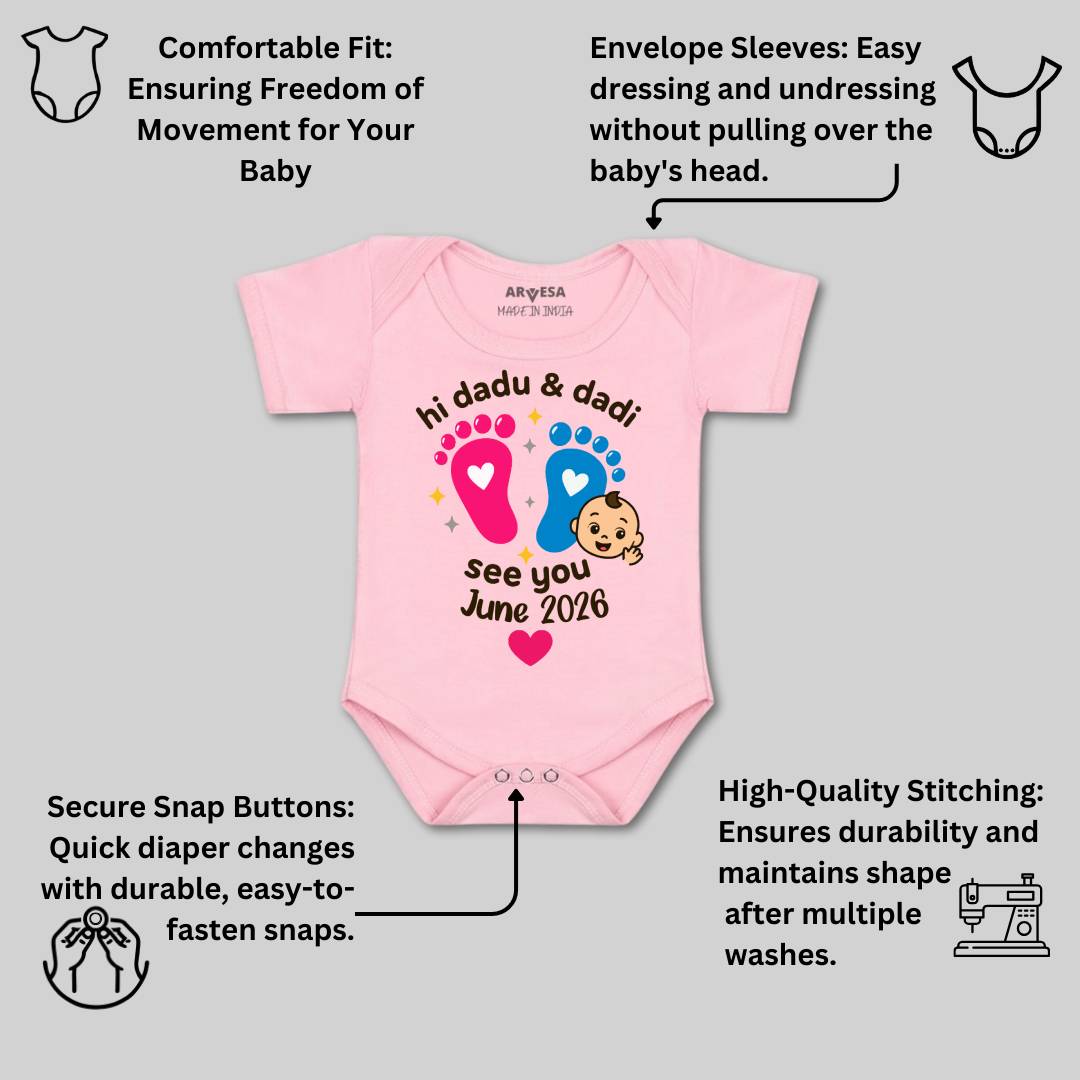 Arvesa Hi Dadu & Dadi See You Soon Baby Boy & Girl Dress