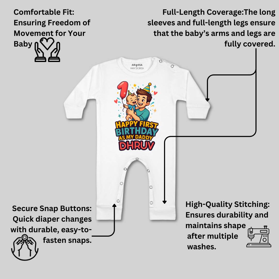 Arvesa Happy First Birthday As My Daddy Baby Boy & Girl Dress