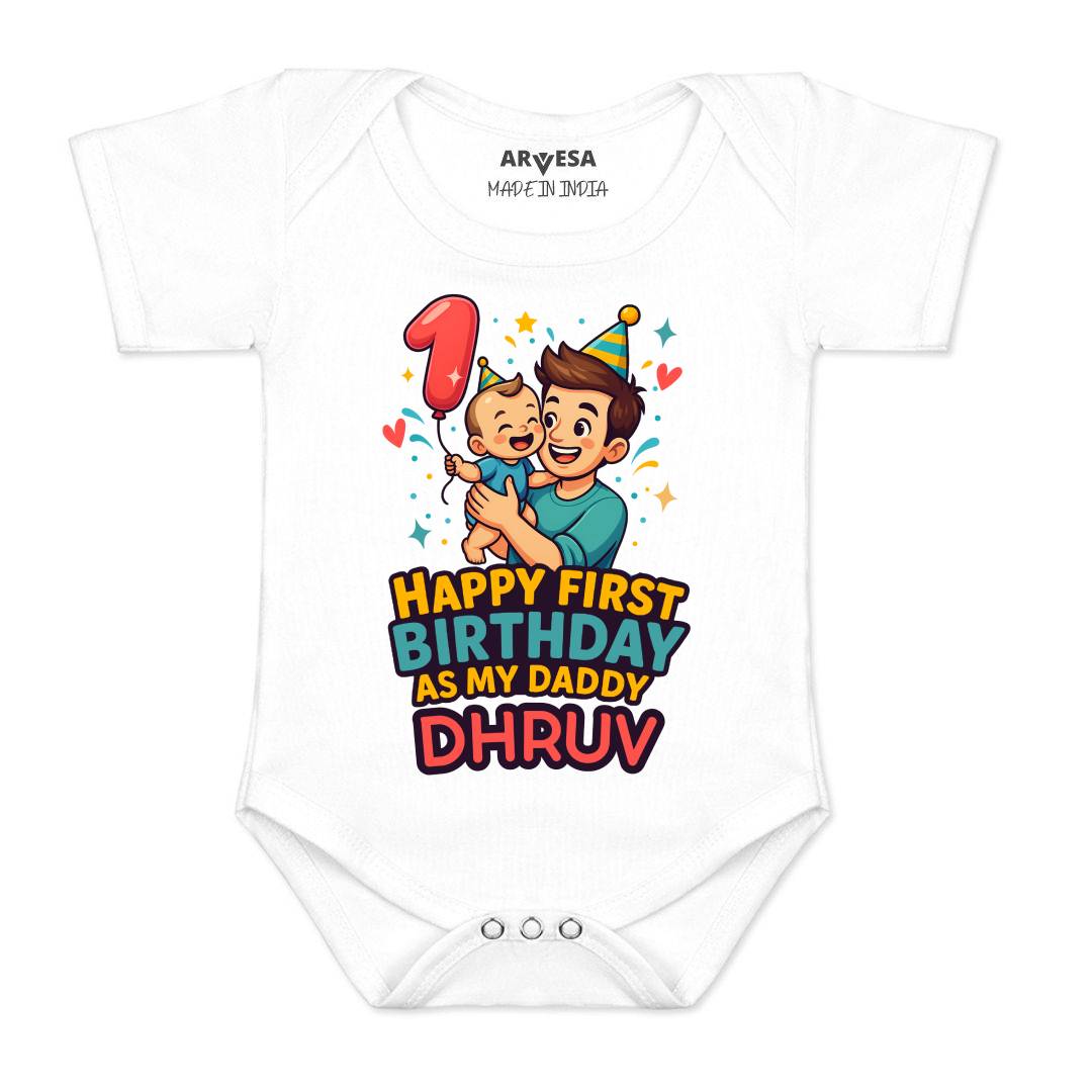 Arvesa Happy First Birthday As My Daddy Baby Boy & Girl Dress