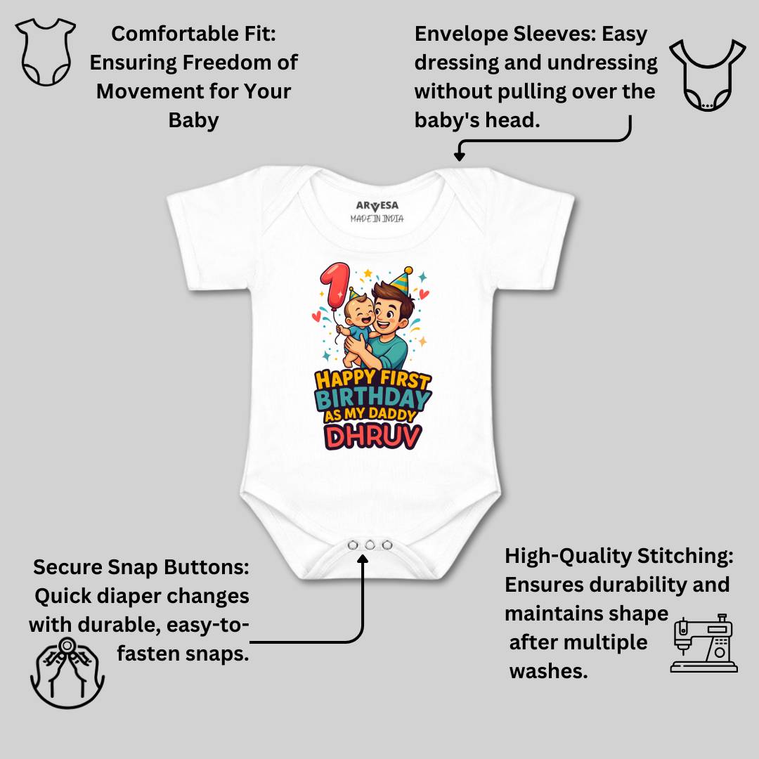Arvesa Happy First Birthday As My Daddy Baby Boy & Girl Dress