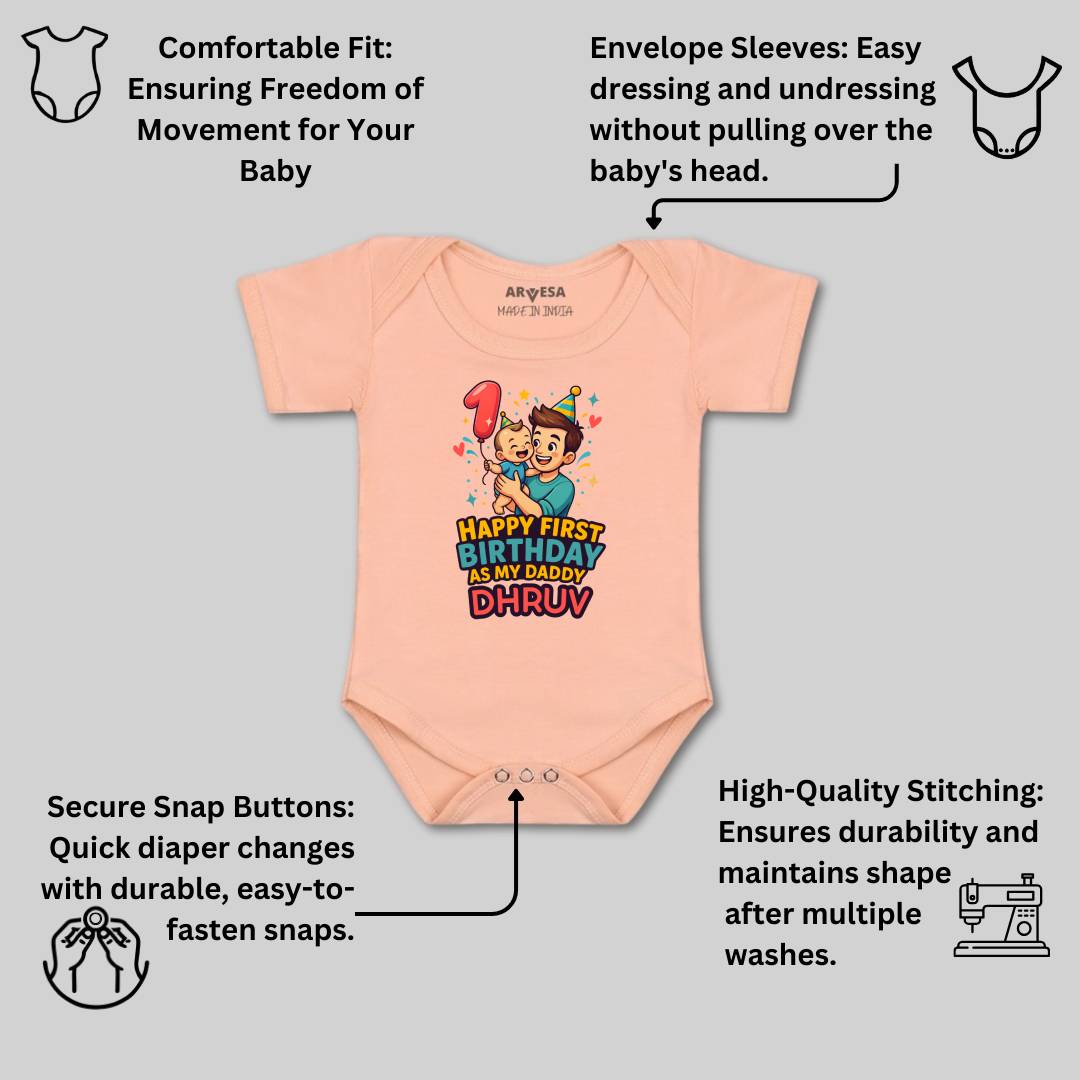 Arvesa Happy First Birthday As My Daddy Baby Boy & Girl Dress