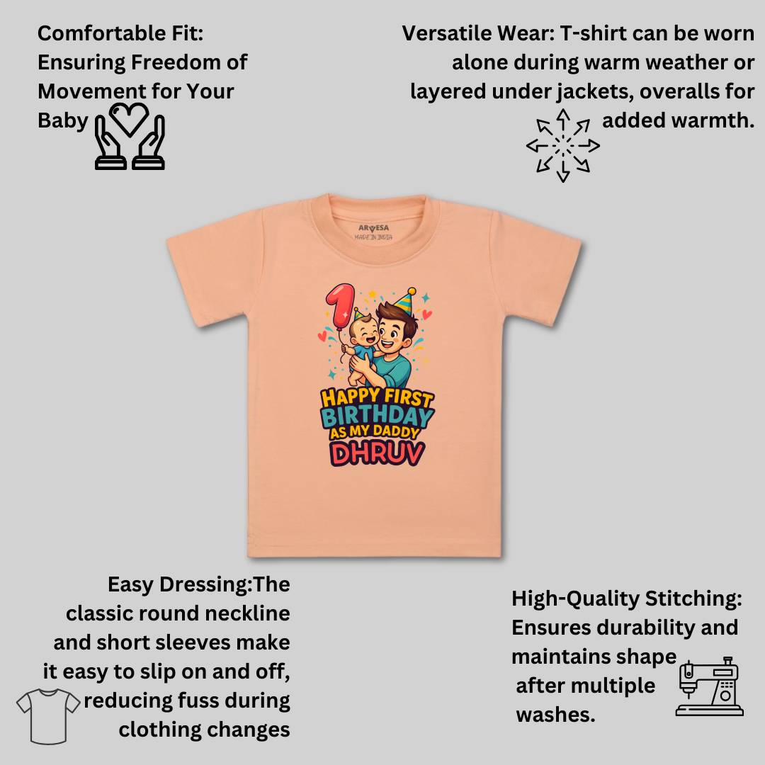 Arvesa Happy First Birthday As My Daddy Baby Boy & Girl Dress