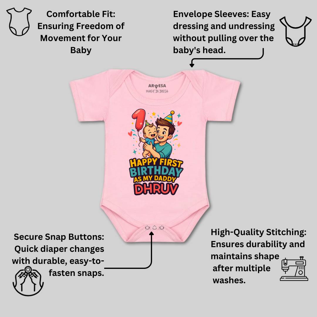 Arvesa Happy First Birthday As My Daddy Baby Boy & Girl Dress