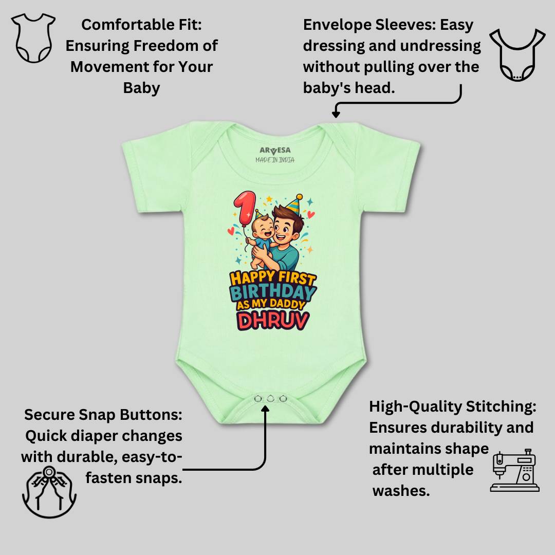Arvesa Happy First Birthday As My Daddy Baby Boy & Girl Dress