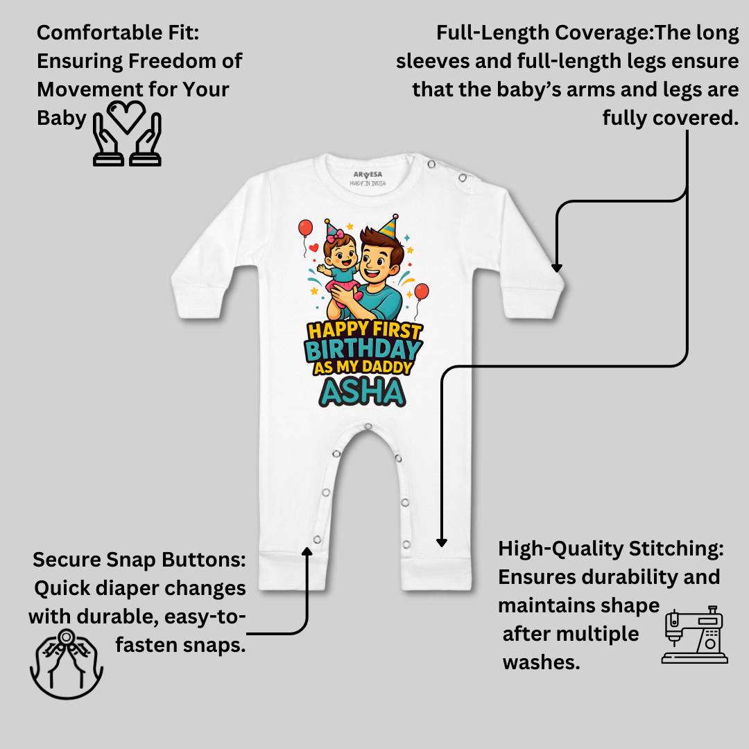 Arvesa Happy First Birthday As My Daddy Baby Boy & Girl Dress