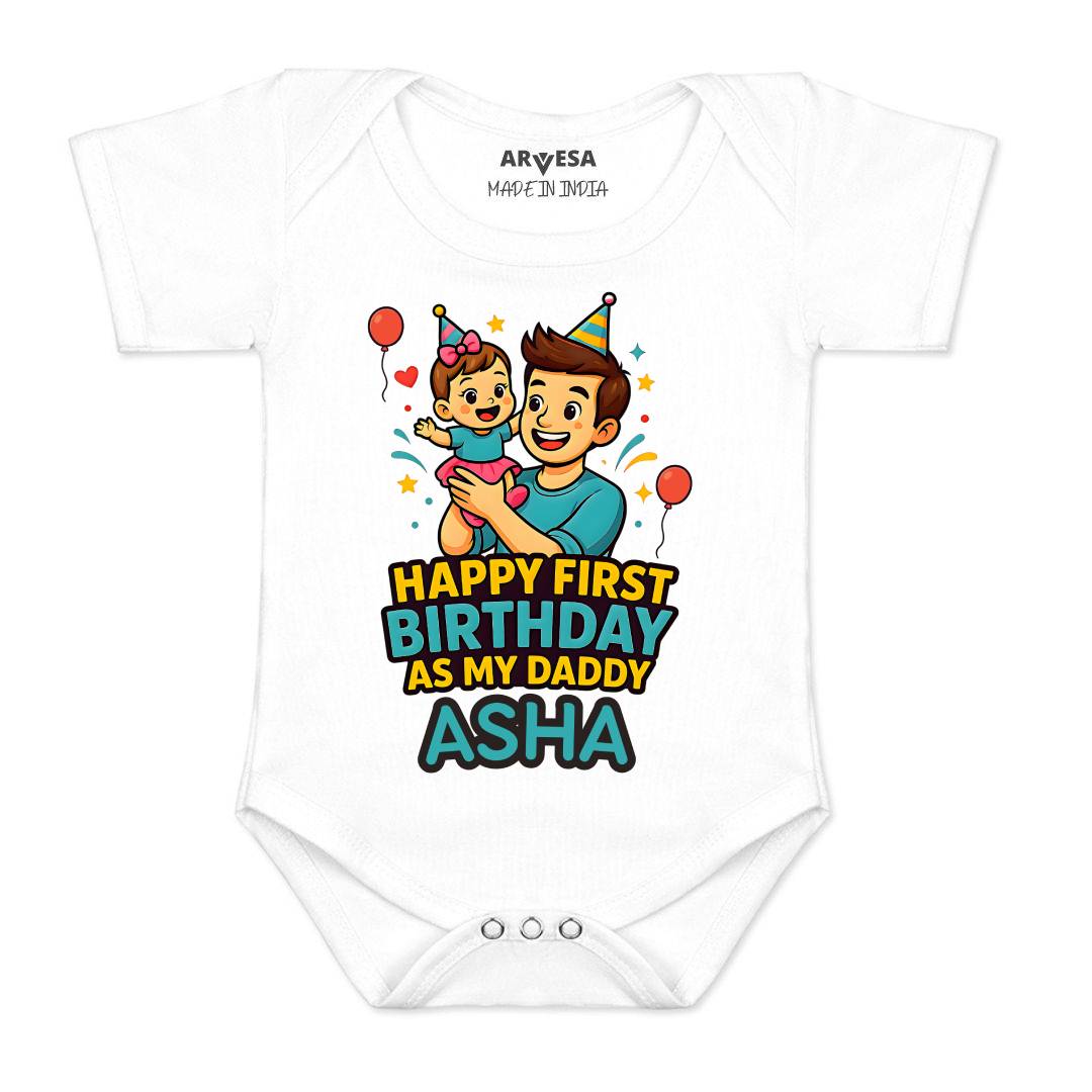 Arvesa Happy First Birthday As My Daddy Baby Boy & Girl Dress