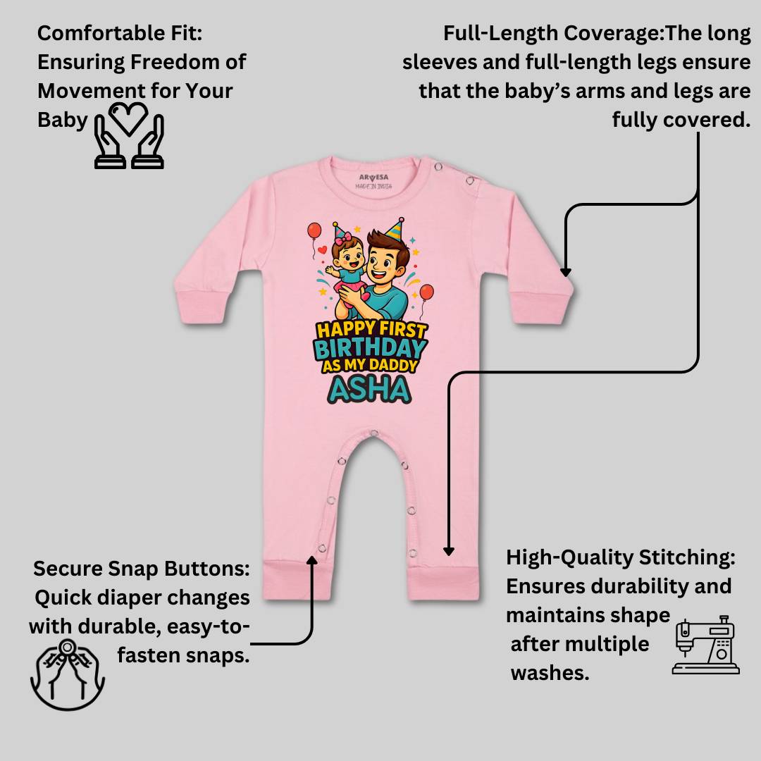 Arvesa Happy First Birthday As My Daddy Baby Boy & Girl Dress