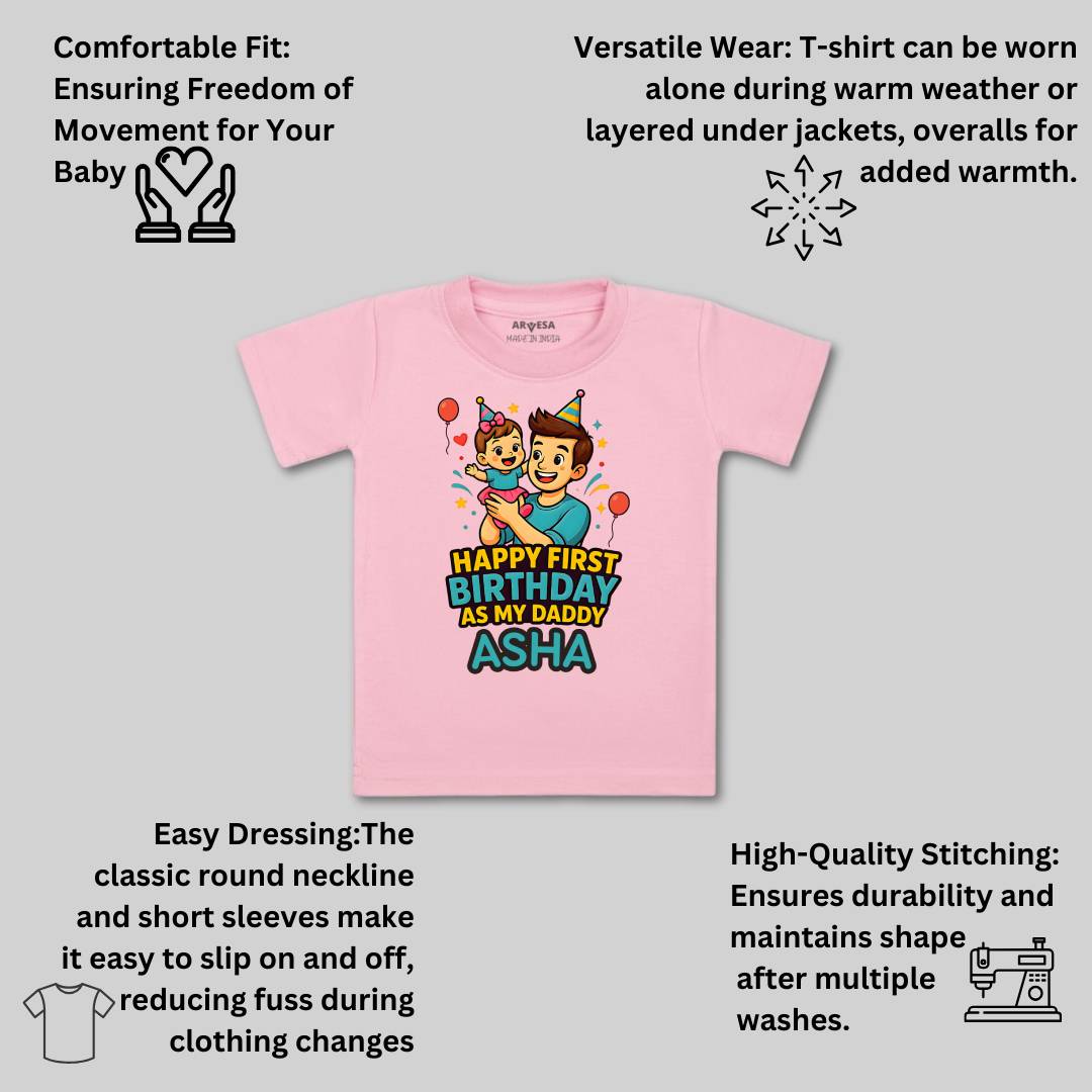 Arvesa Happy First Birthday As My Daddy Baby Boy & Girl Dress