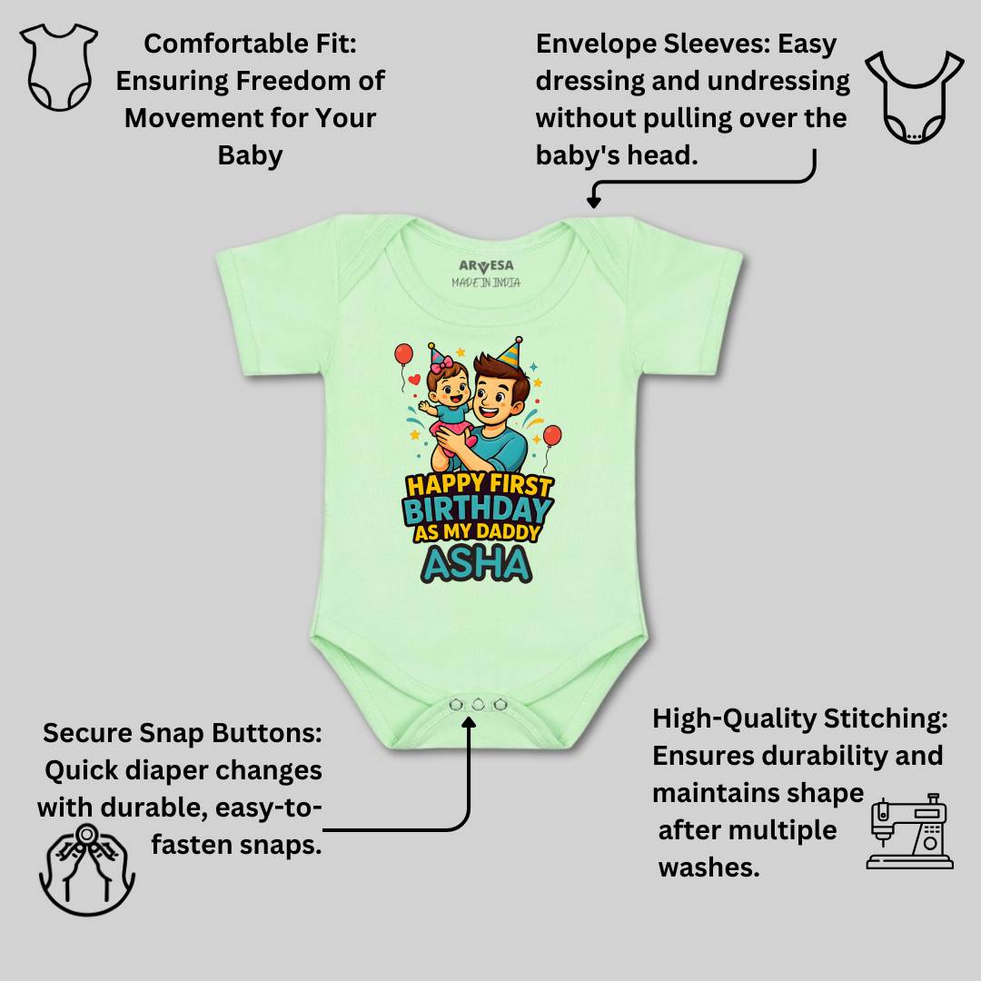 Arvesa Happy First Birthday As My Daddy Baby Boy & Girl Dress