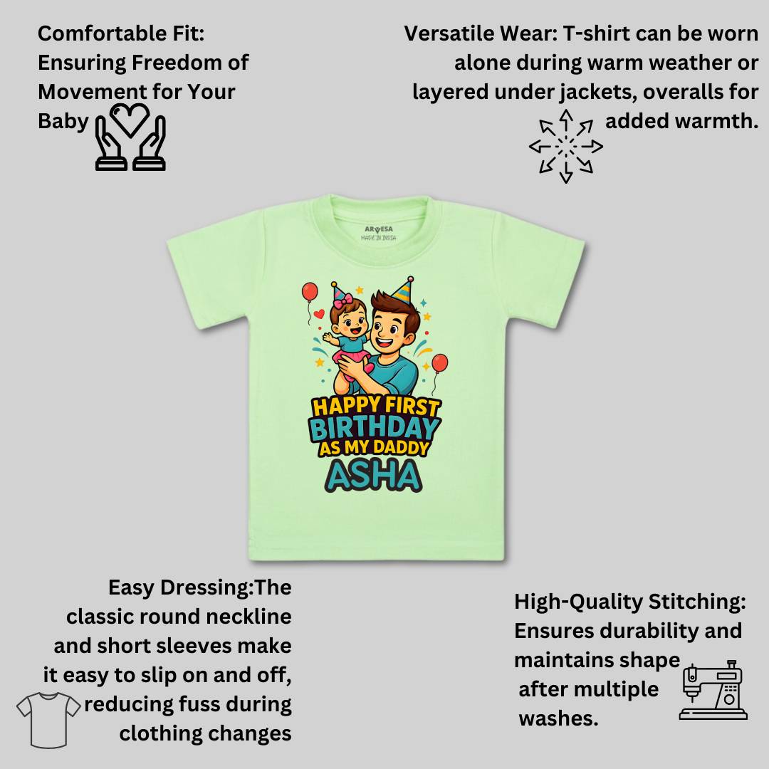 Arvesa Happy First Birthday As My Daddy Baby Boy & Girl Dress