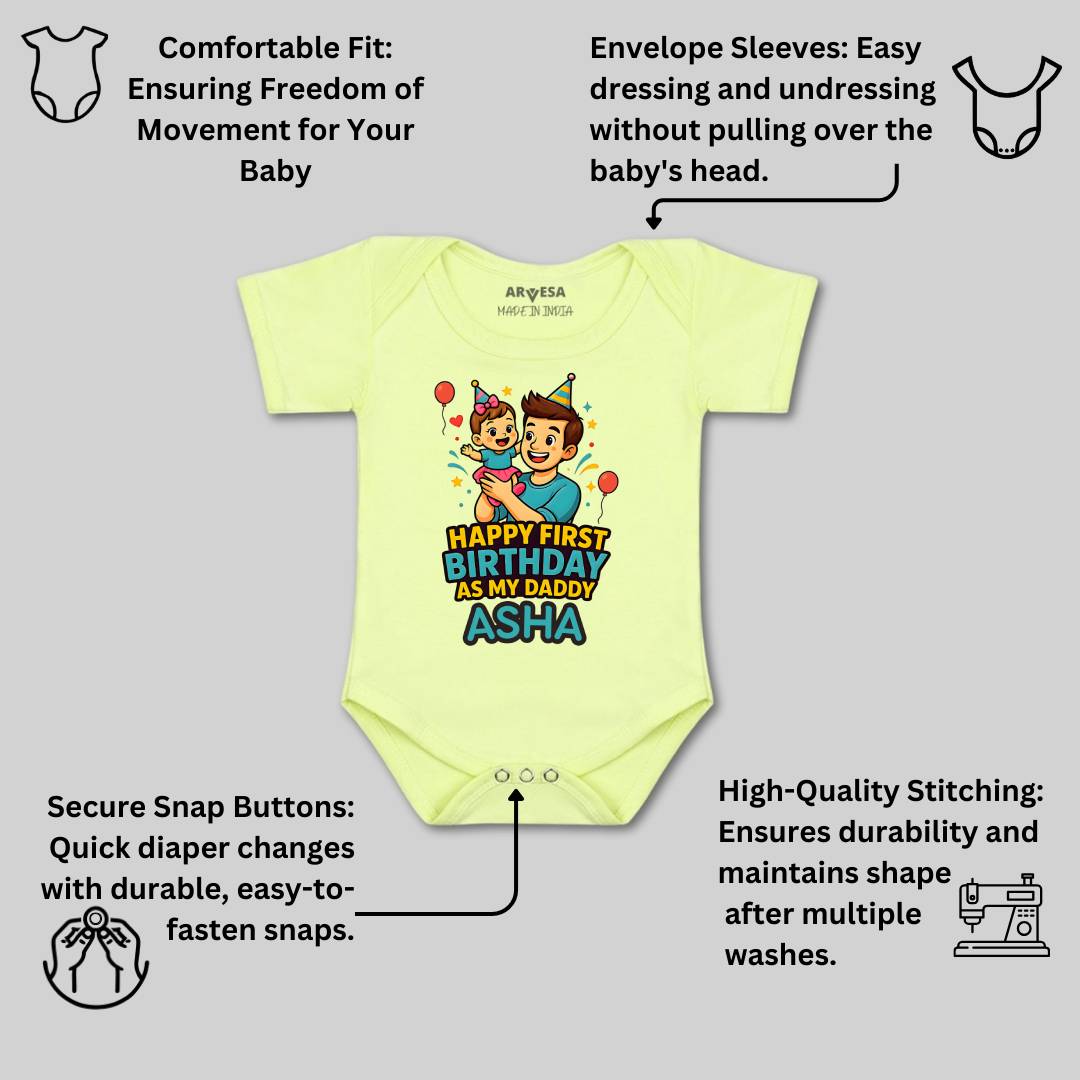 Arvesa Happy First Birthday As My Daddy Baby Boy & Girl Dress
