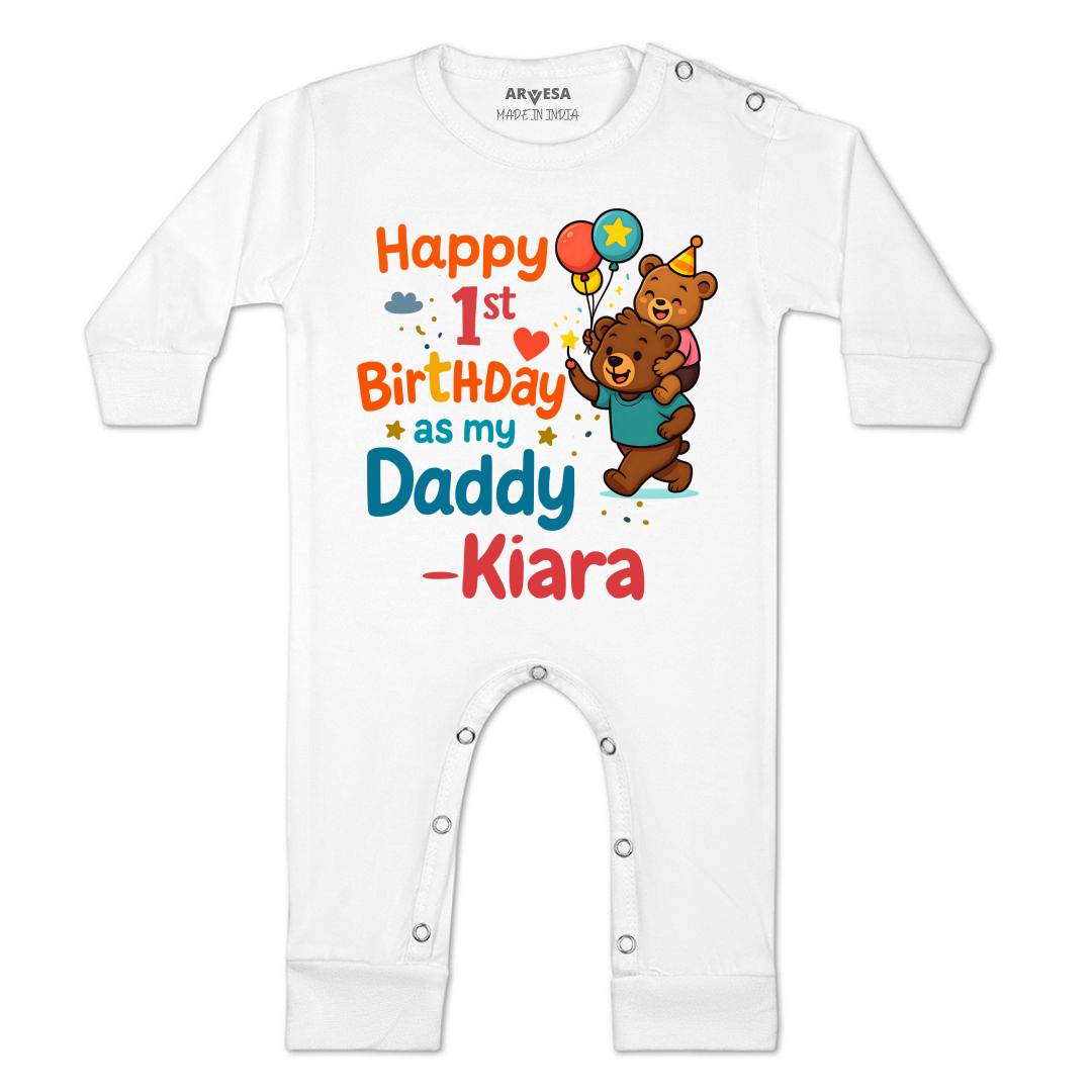 Arvesa Happy First Birthday As My Daddy Baby Boy & Girl Dress