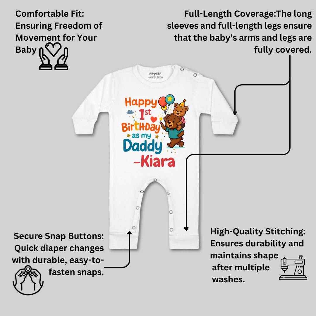 Arvesa Happy First Birthday As My Daddy Baby Boy & Girl Dress