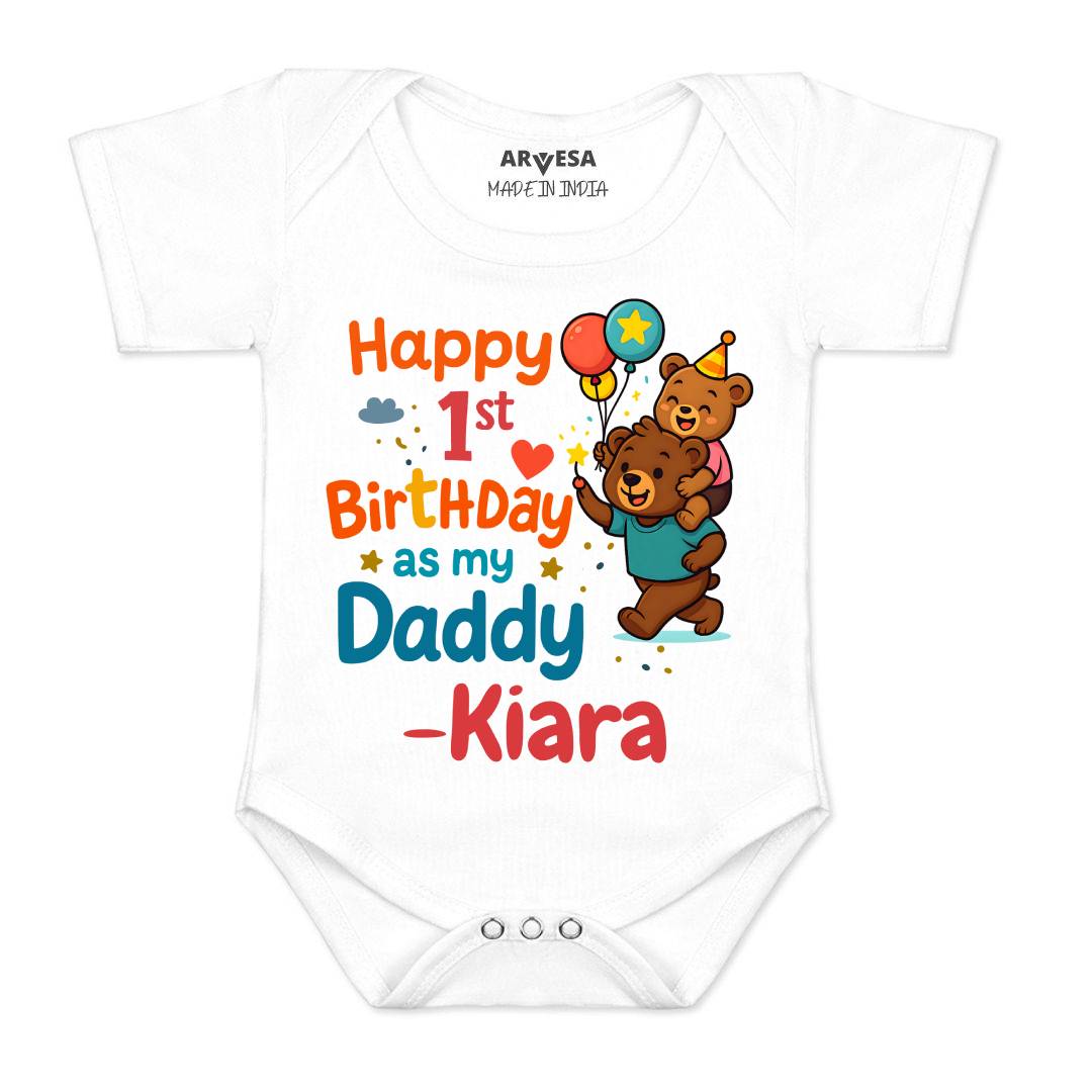 Arvesa Happy First Birthday As My Daddy Baby Boy & Girl Dress