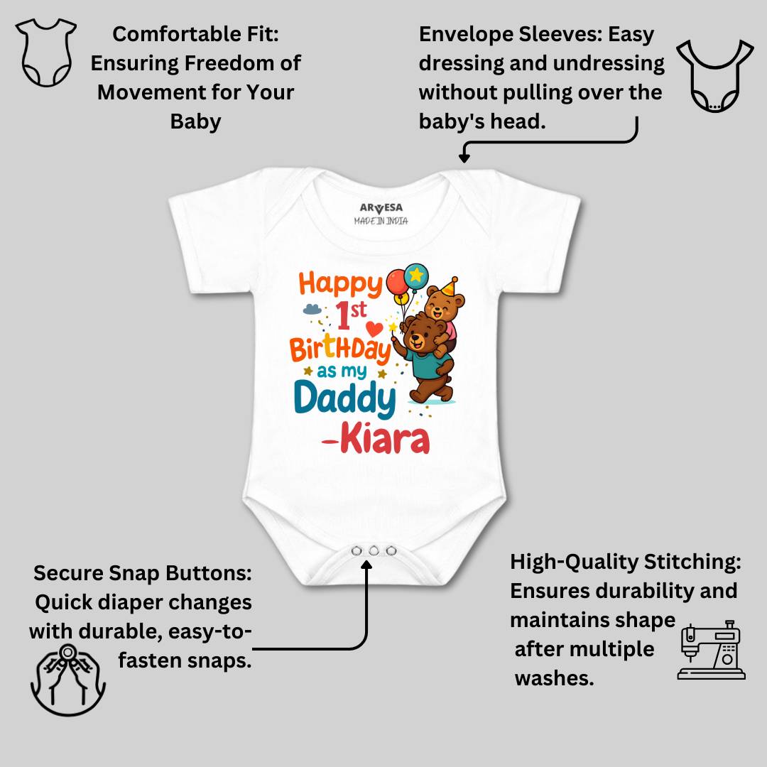 Arvesa Happy First Birthday As My Daddy Baby Boy & Girl Dress