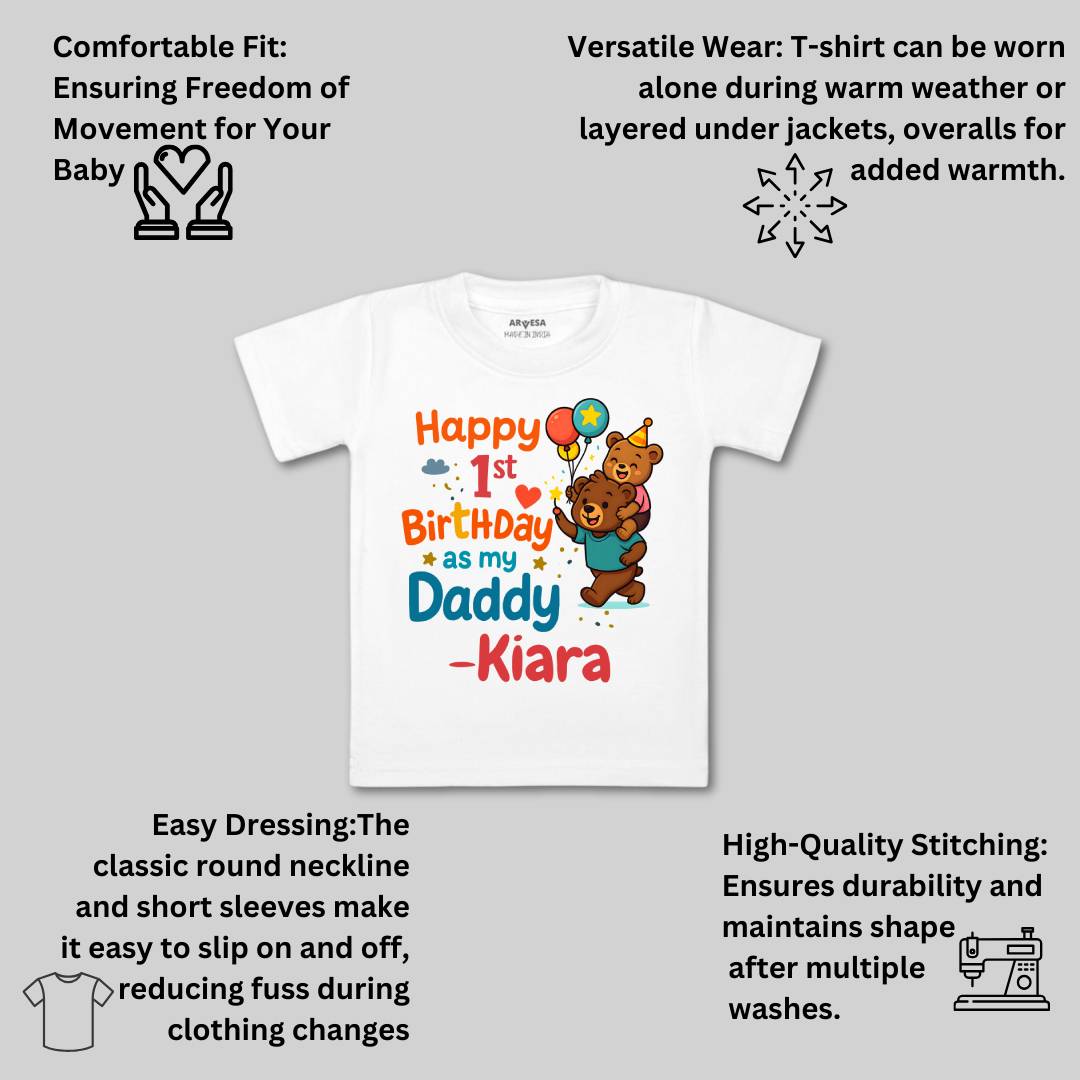 Arvesa Happy First Birthday As My Daddy Baby Boy & Girl Dress