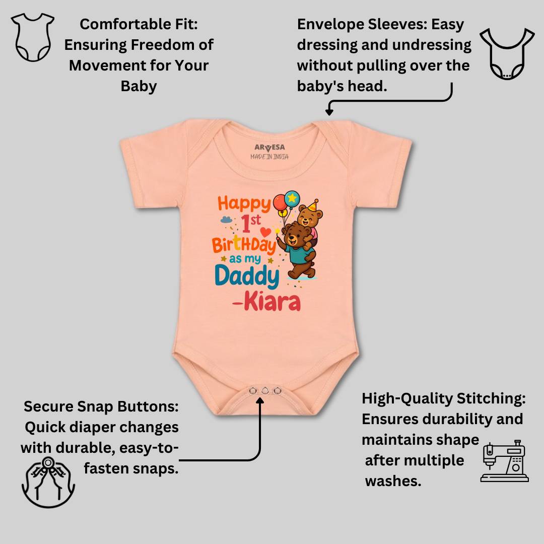 Arvesa Happy First Birthday As My Daddy Baby Boy & Girl Dress