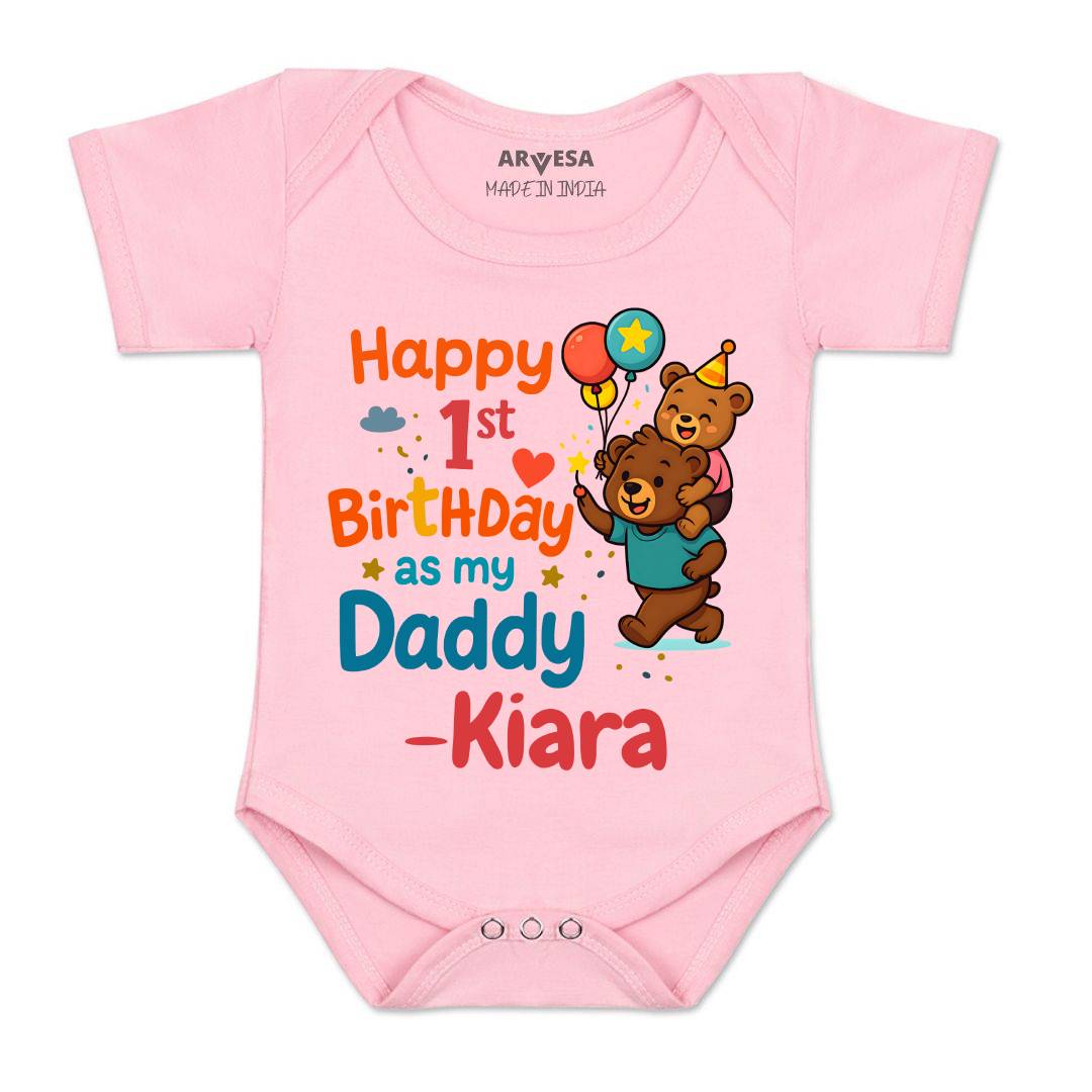 Arvesa Happy First Birthday As My Daddy Baby Boy & Girl Dress