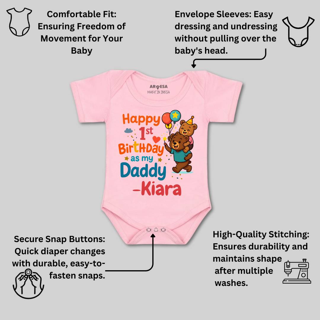 Arvesa Happy First Birthday As My Daddy Baby Boy & Girl Dress