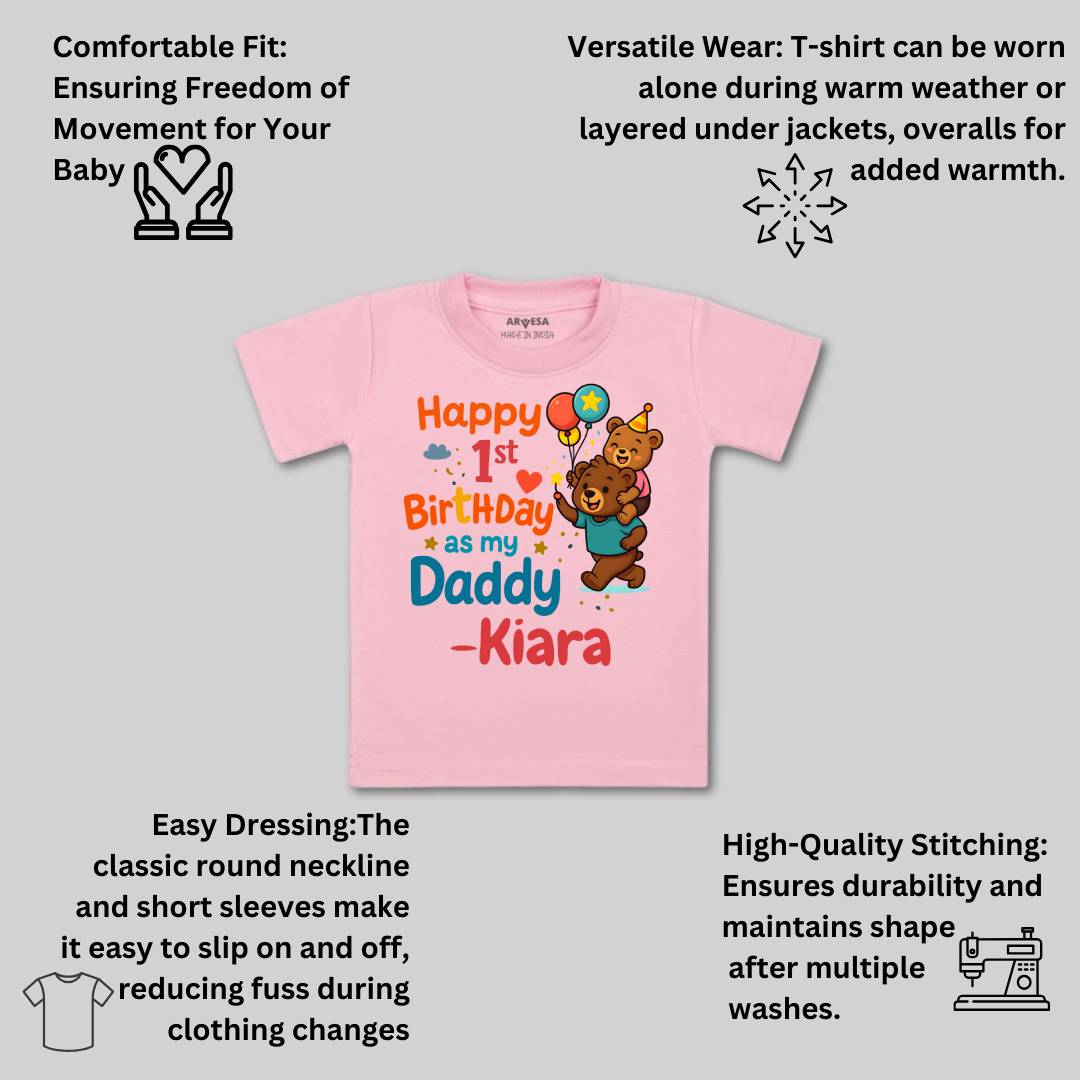 Arvesa Happy First Birthday As My Daddy Baby Boy & Girl Dress