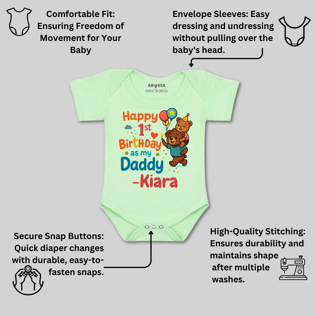 Arvesa Happy First Birthday As My Daddy Baby Boy & Girl Dress