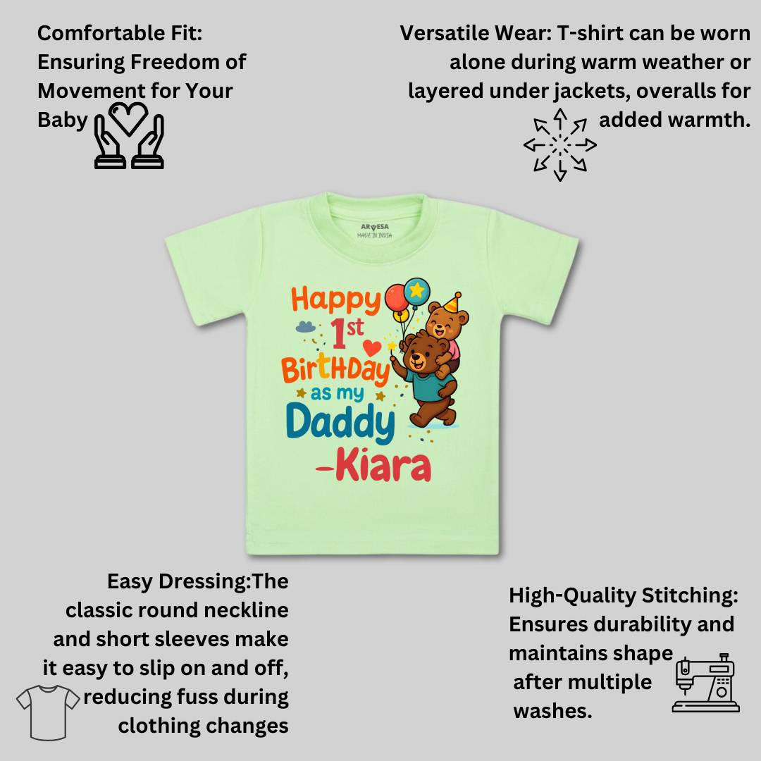 Arvesa Happy First Birthday As My Daddy Baby Boy & Girl Dress