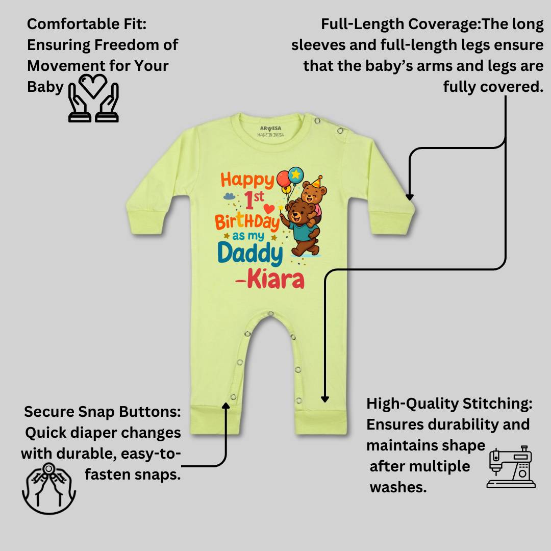 Arvesa Happy First Birthday As My Daddy Baby Boy & Girl Dress