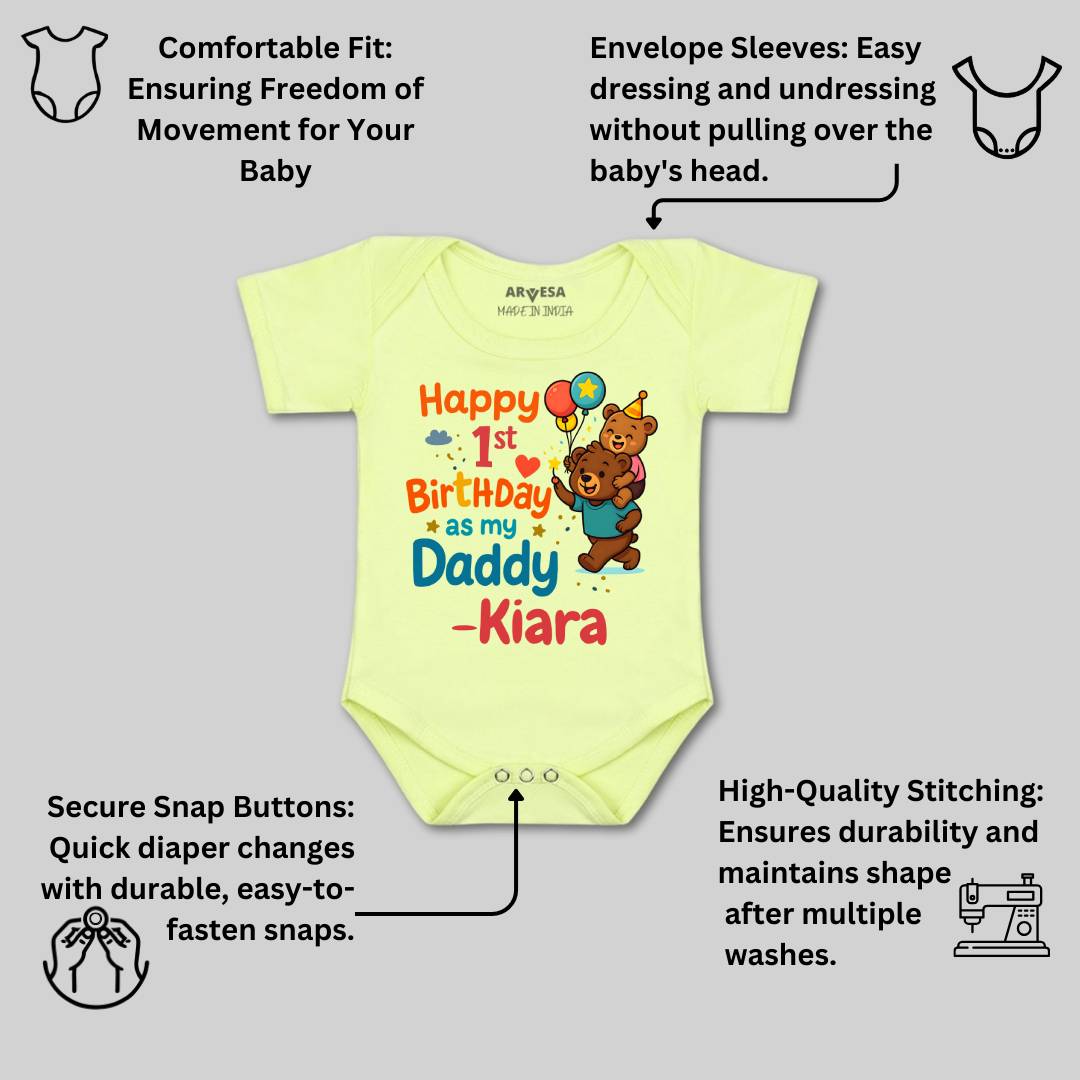 Arvesa Happy First Birthday As My Daddy Baby Boy & Girl Dress