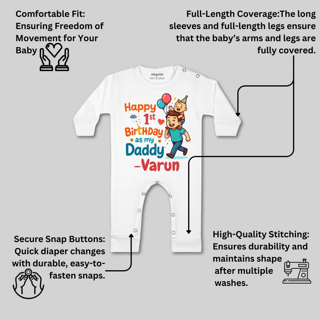 Arvesa Happy First Birthday As My Daddy Baby Boy & Girl Dress