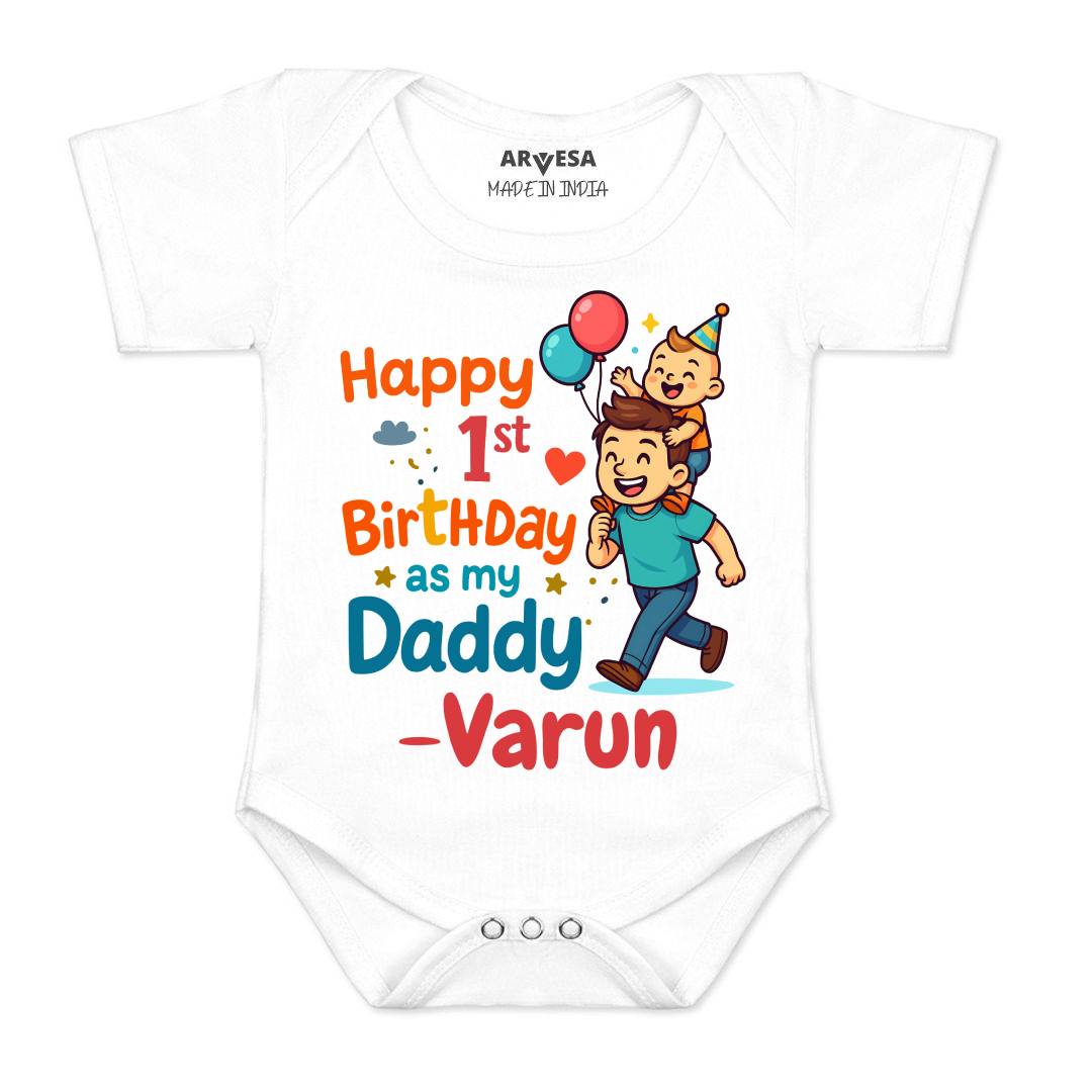 Arvesa Happy First Birthday As My Daddy Baby Boy & Girl Dress