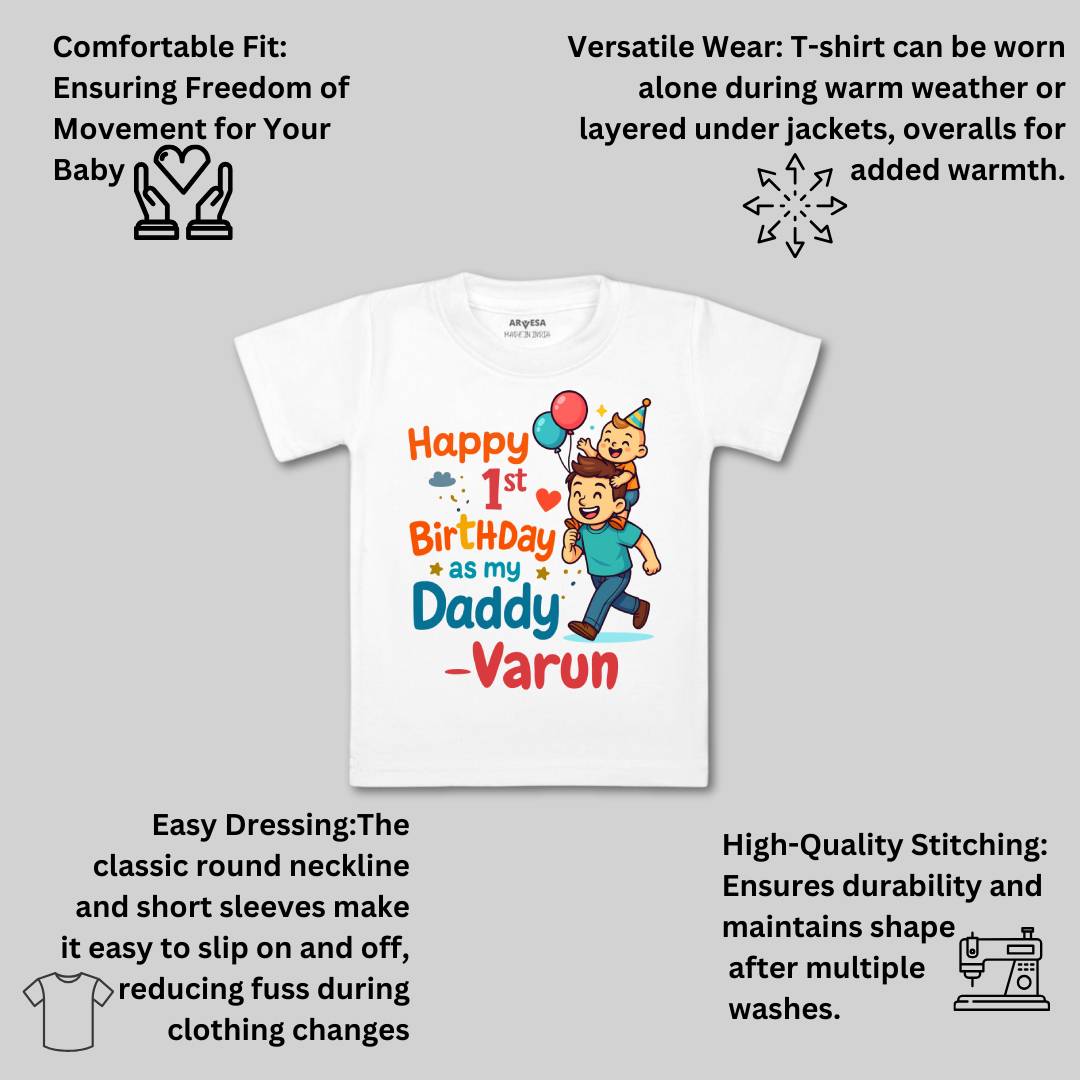 Arvesa Happy First Birthday As My Daddy Baby Boy & Girl Dress
