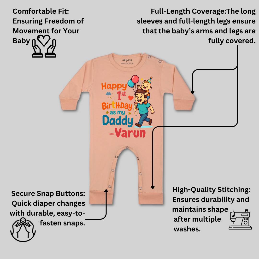 Arvesa Happy First Birthday As My Daddy Baby Boy & Girl Dress