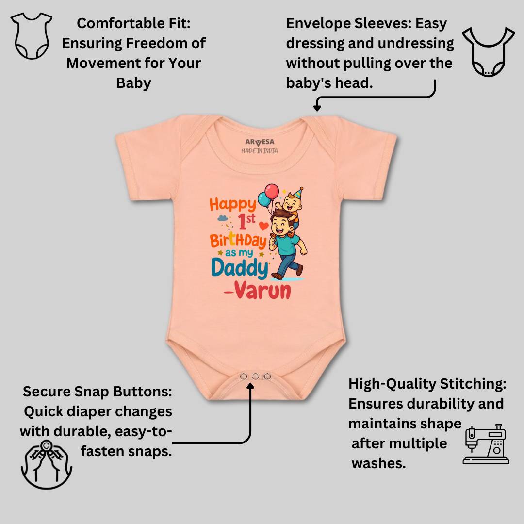 Arvesa Happy First Birthday As My Daddy Baby Boy & Girl Dress