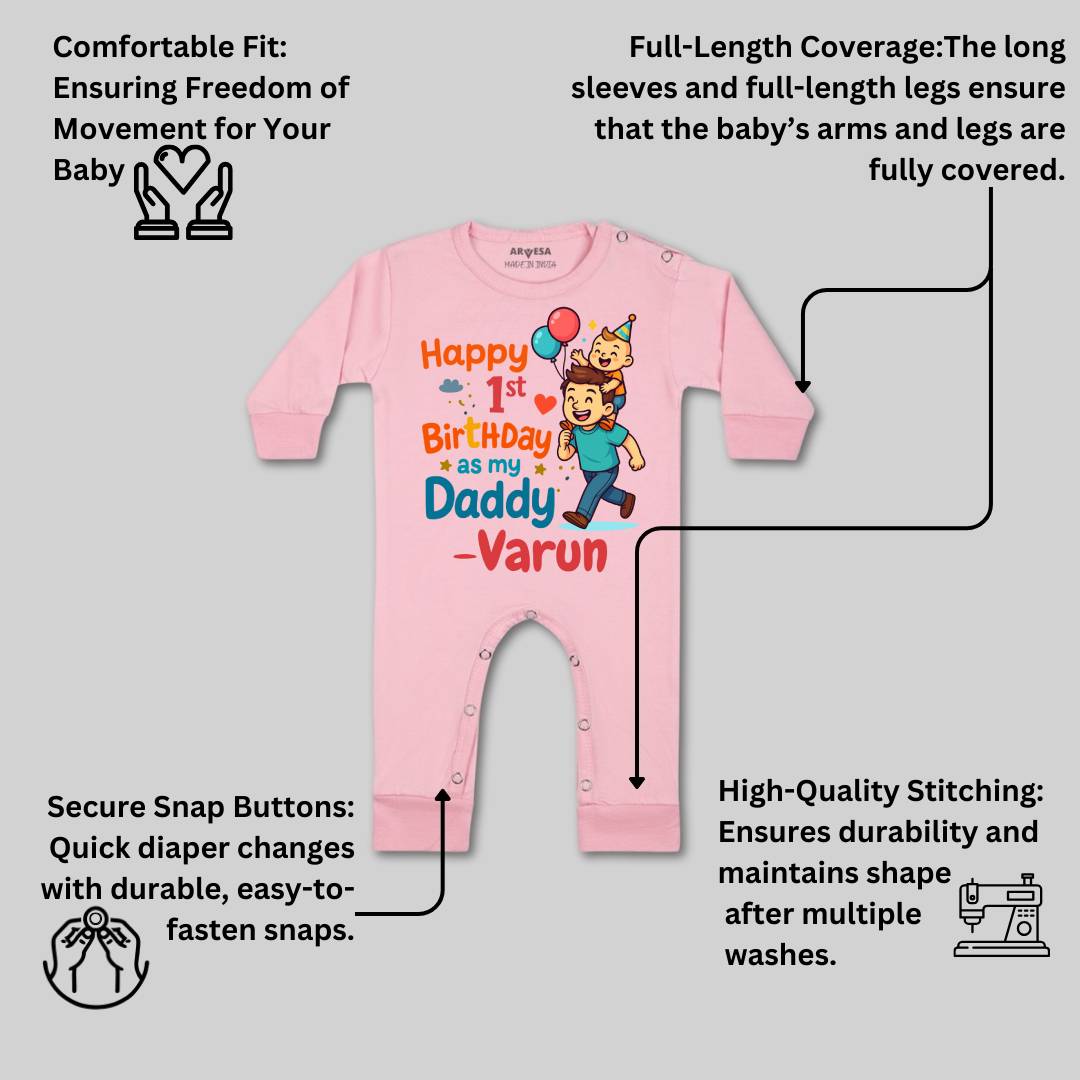 Arvesa Happy First Birthday As My Daddy Baby Boy & Girl Dress