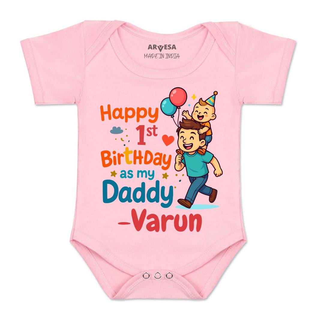 Arvesa Happy First Birthday As My Daddy Baby Boy & Girl Dress