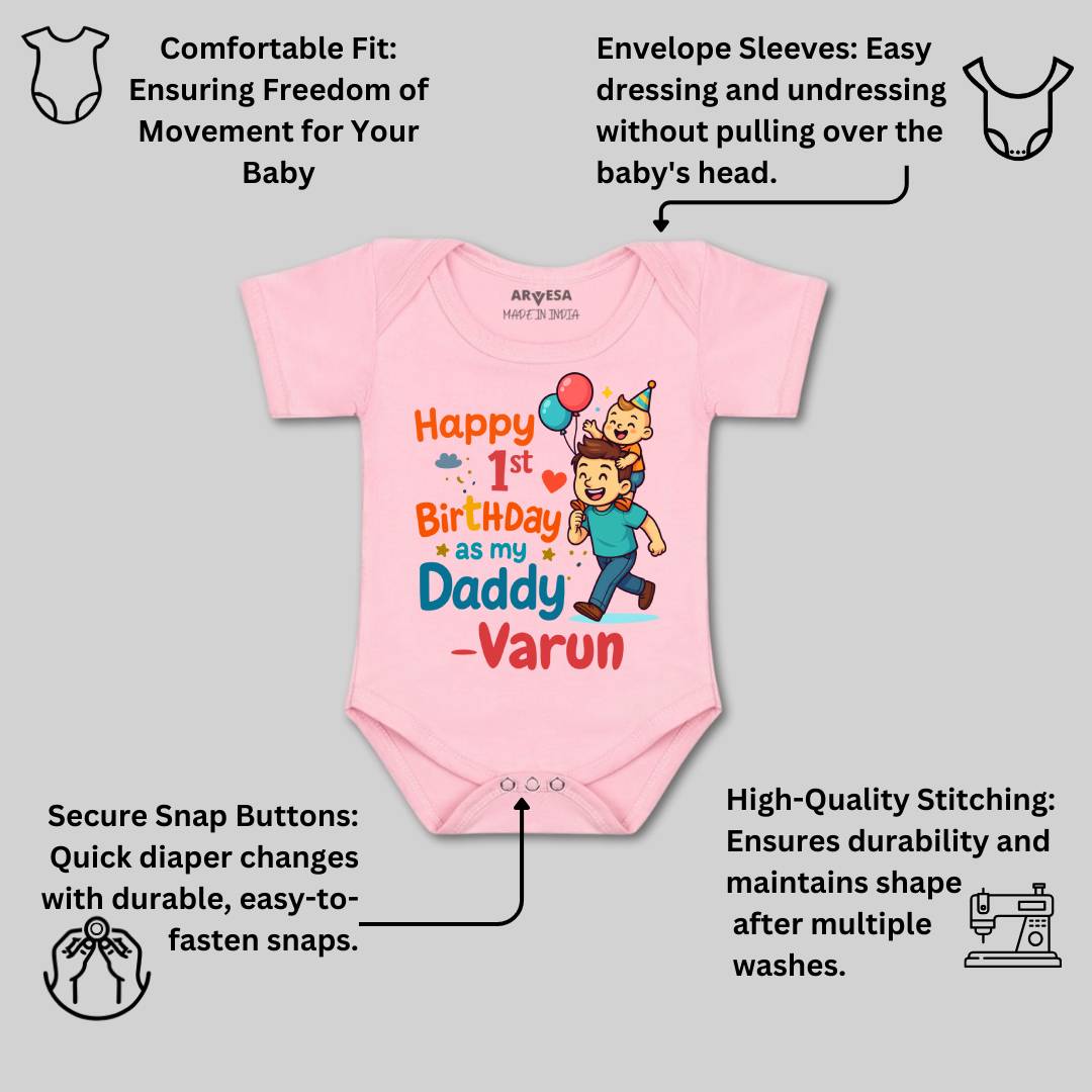 Arvesa Happy First Birthday As My Daddy Baby Boy & Girl Dress