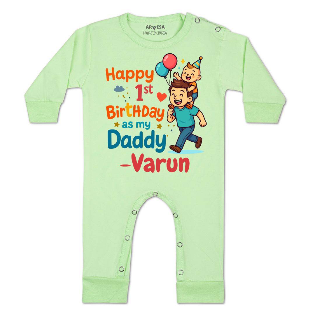 Arvesa Happy First Birthday As My Daddy Baby Boy & Girl Dress