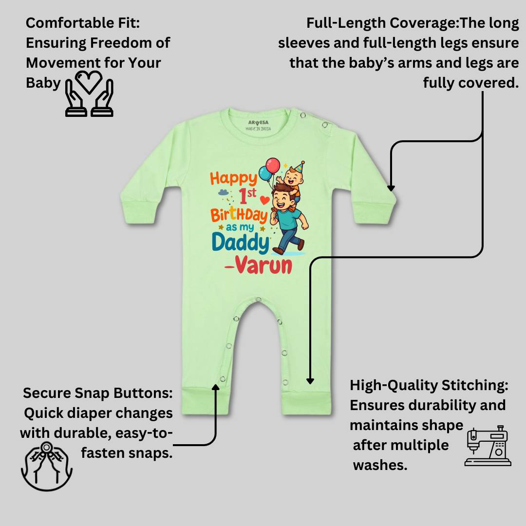 Arvesa Happy First Birthday As My Daddy Baby Boy & Girl Dress