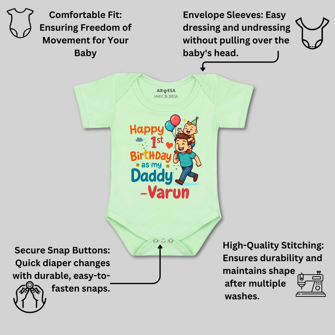 Arvesa Happy First Birthday As My Daddy Baby Boy & Girl Dress