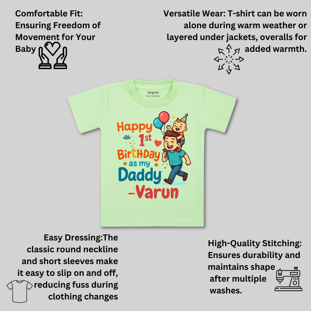 Arvesa Happy First Birthday As My Daddy Baby Boy & Girl Dress