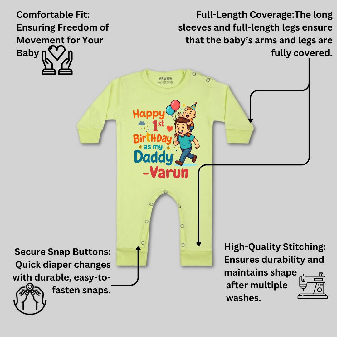 Arvesa Happy First Birthday As My Daddy Baby Boy & Girl Dress