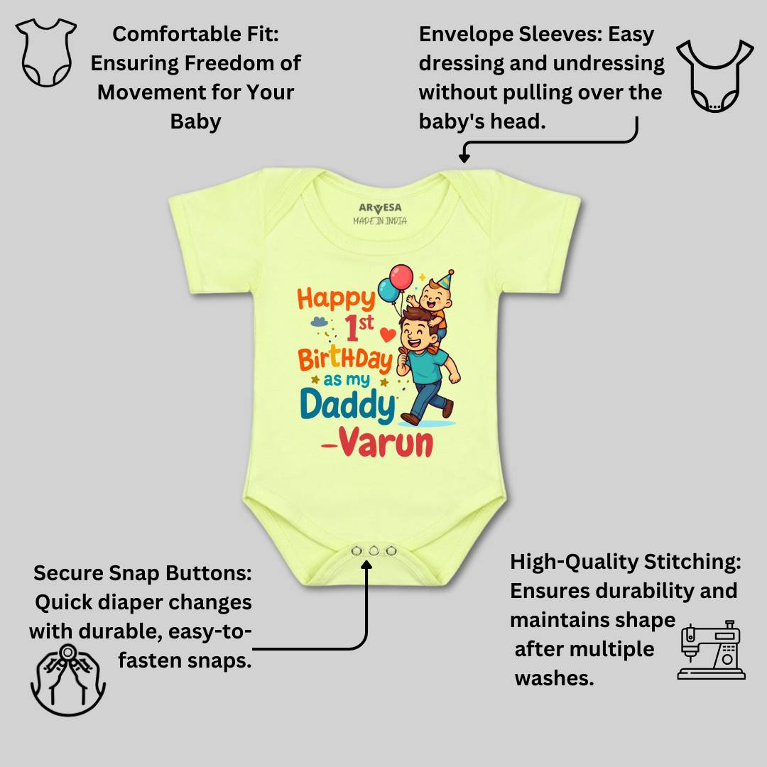 Arvesa Happy First Birthday As My Daddy Baby Boy & Girl Dress