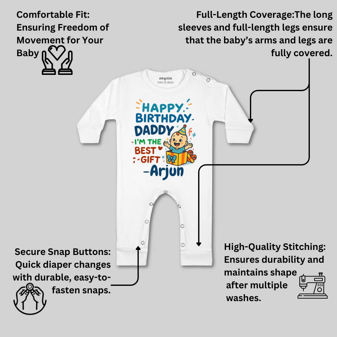 Arvesa Happy Birthday Daddy I'm The Best Gift Baby Boy & Girl Dress