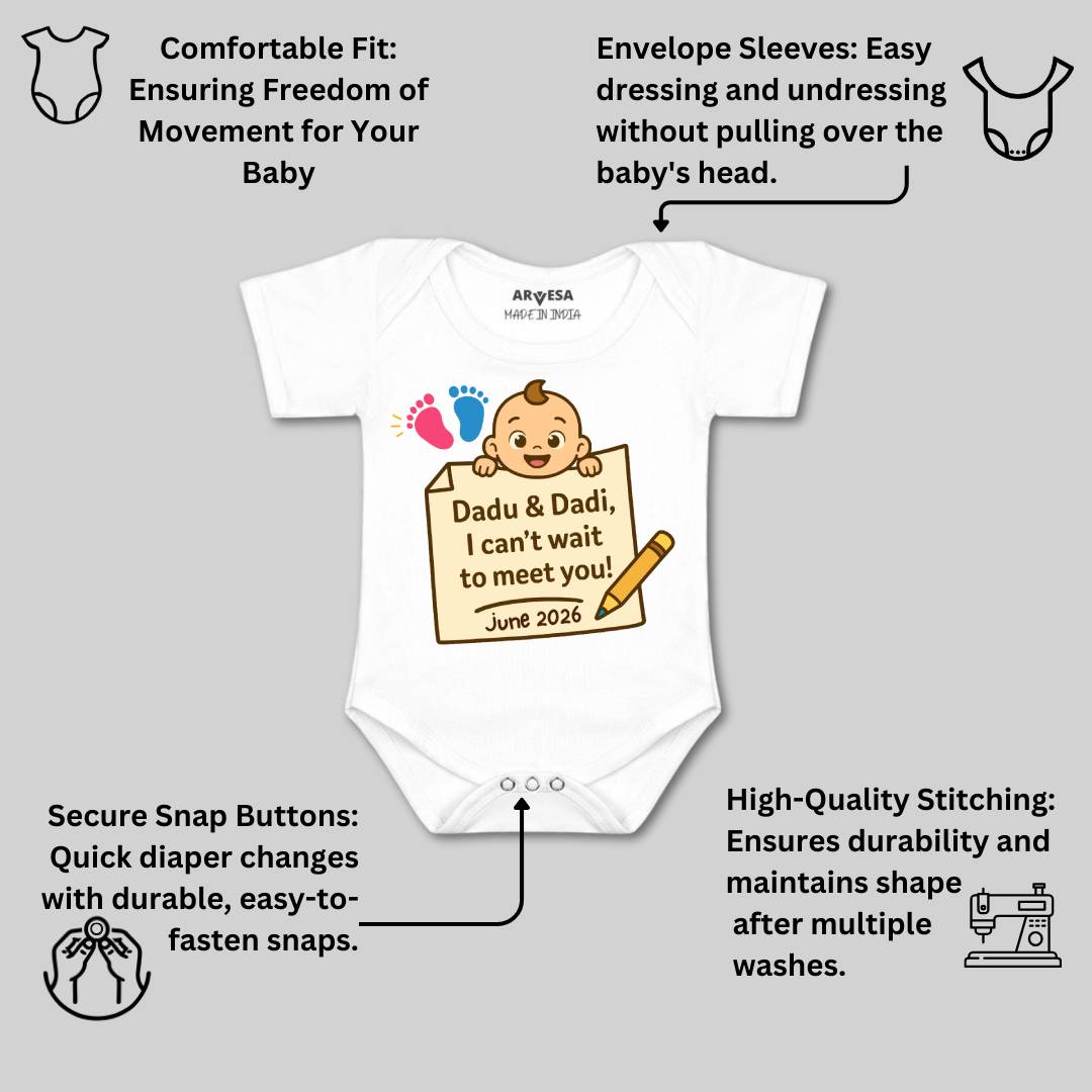 Arvesa Dadu Dadi Cant Wait To Meet You Baby Boy & Girl Dress