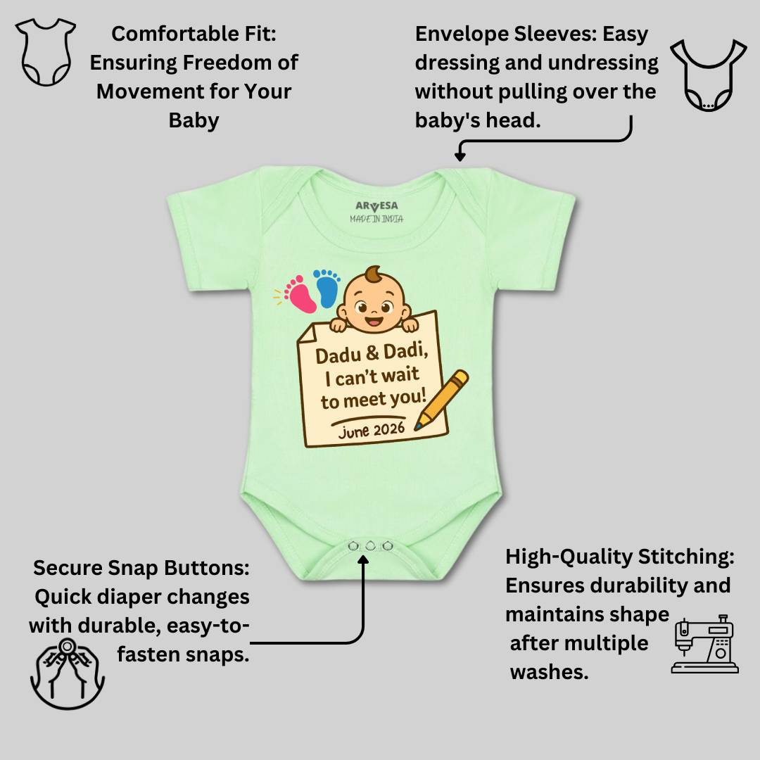 Arvesa Dadu Dadi Cant Wait To Meet You Baby Boy & Girl Dress