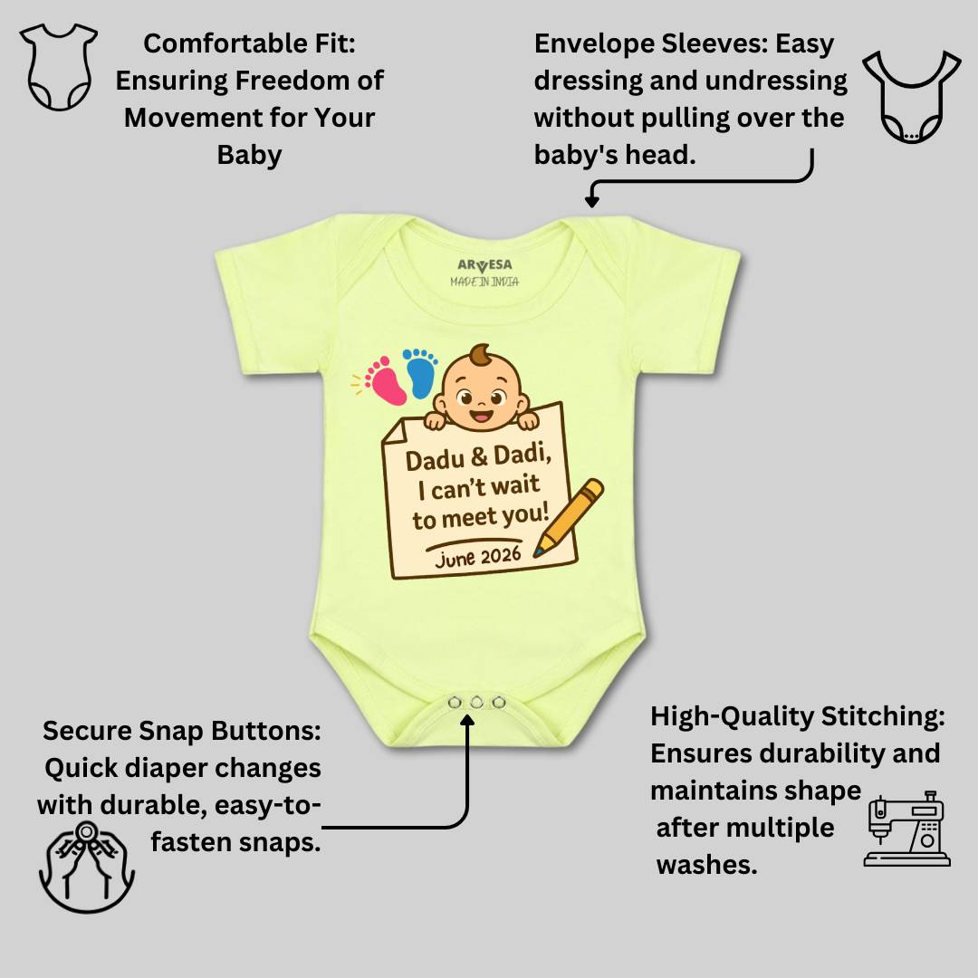 Arvesa Dadu Dadi Cant Wait To Meet You Baby Boy & Girl Dress