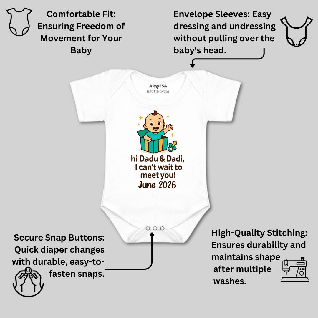 Arvesa Dadu Dadi Cant Wait To Meet You Baby Boy & Girl Dress