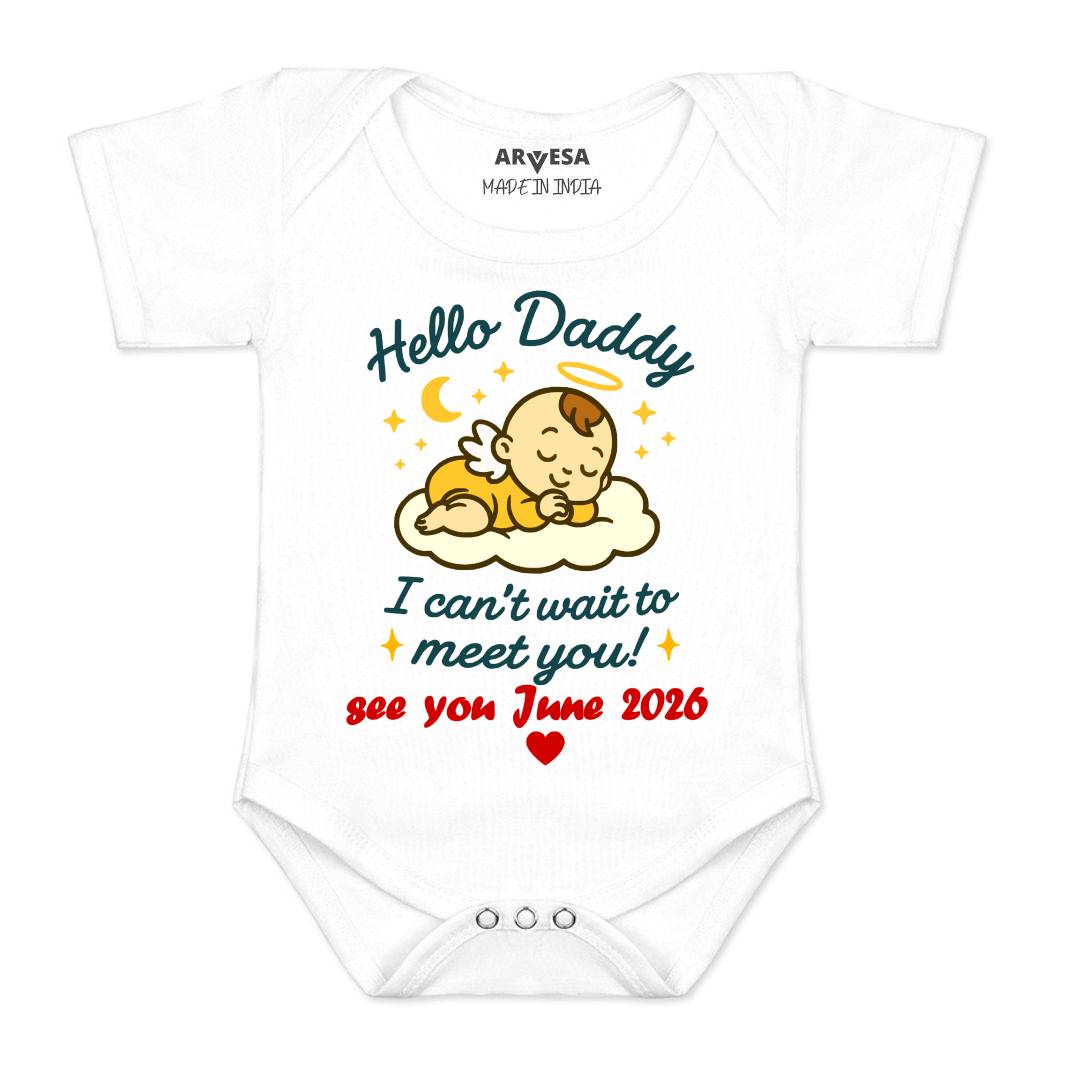Arvesa Hello Daddy I can't Wait To Meet You Baby Boy & Girl Dress